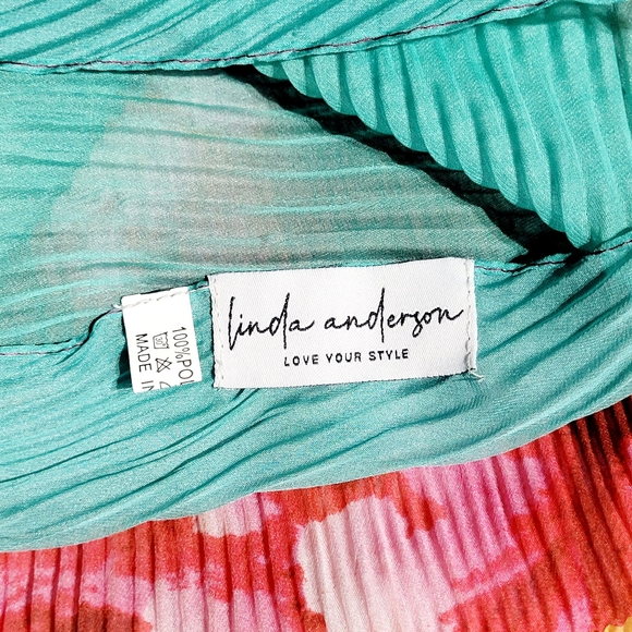 Linda Anderson Hawaiian Tropical Floral Cheetah Print Kimono Wrap Duster (M**) - Picture 5 of 10